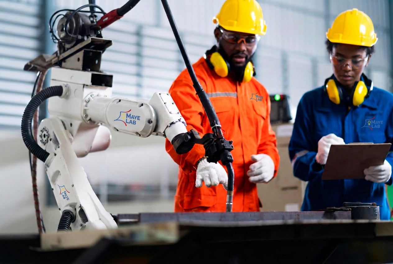 Cellule robotisée de fabrication industrielle opérée par l'équipe MAYELAB